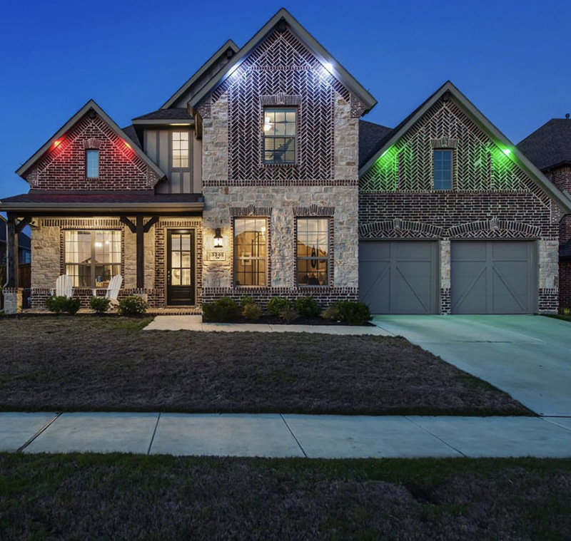 Smart Trimlight downlights on a home exterior