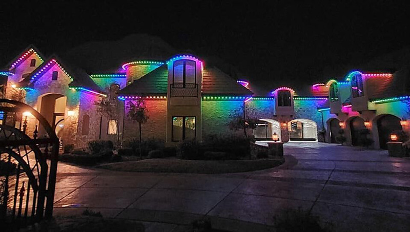 Rainbow roofline lighting